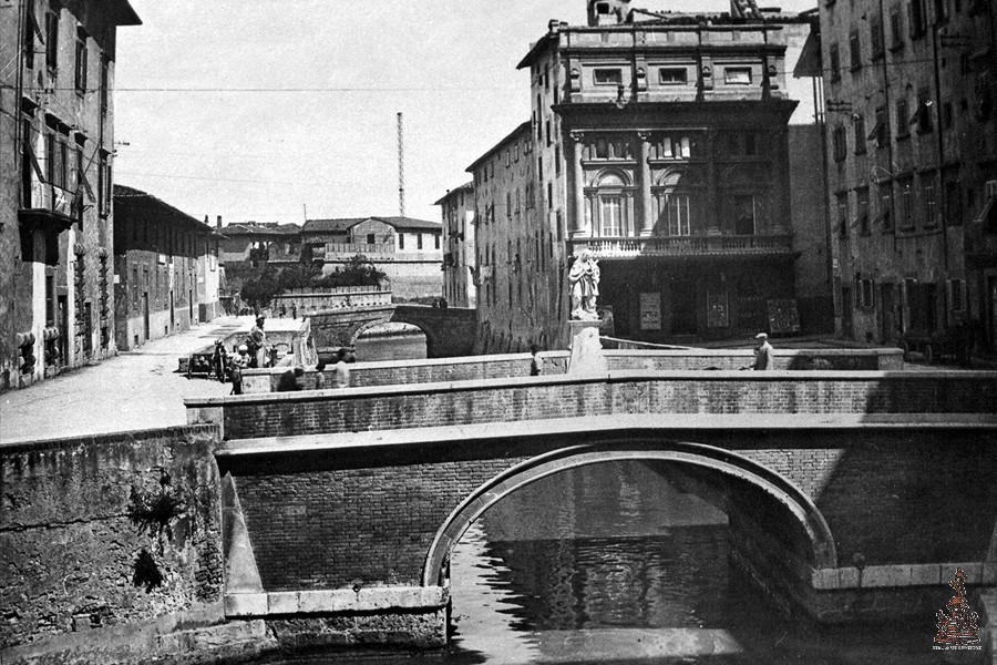 Scali delle Pietre - Ponte Nepomoceno e Teatro degli Avvalorati - 1915